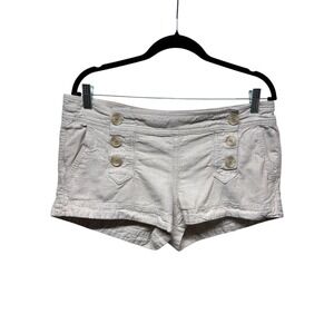Vtg Express Shorts Women 10 Linen Low Rise Button Front Y2K Micro Hot Pants Mini